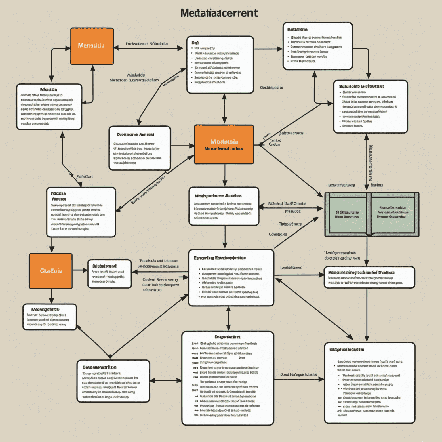 A visual representation of the Metadata Download process in Calibre. The image shows a stylized flow diagram with book covers transforming into detailed metadata entries, emphasizing the automatic enrichment of library information.